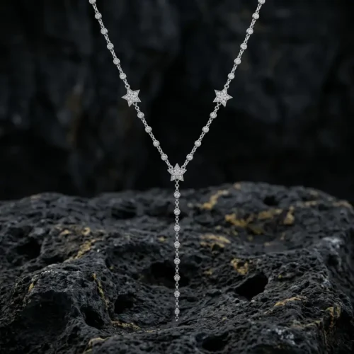 f (1) Yıldız Figürlü Lariat Gümüş Kolye