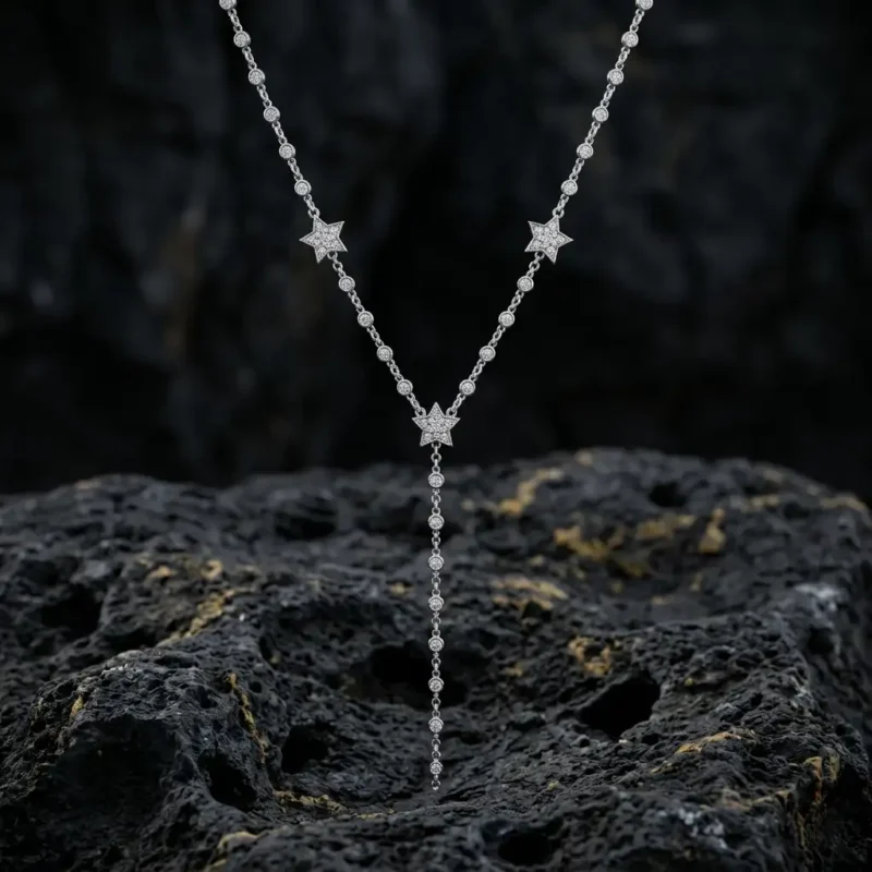 Yıldız Figürlü Lariat Gümüş Kolye