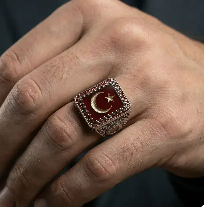 vega (1) Akik Ayyıldız Gümüş Yüzük Modeli