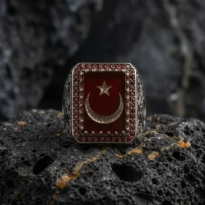 vega (3) Akik Ayyıldız Gümüş Yüzük Modeli