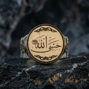 vega (3) Otantik Hasbinallah Gümüş Yüzük Modeli