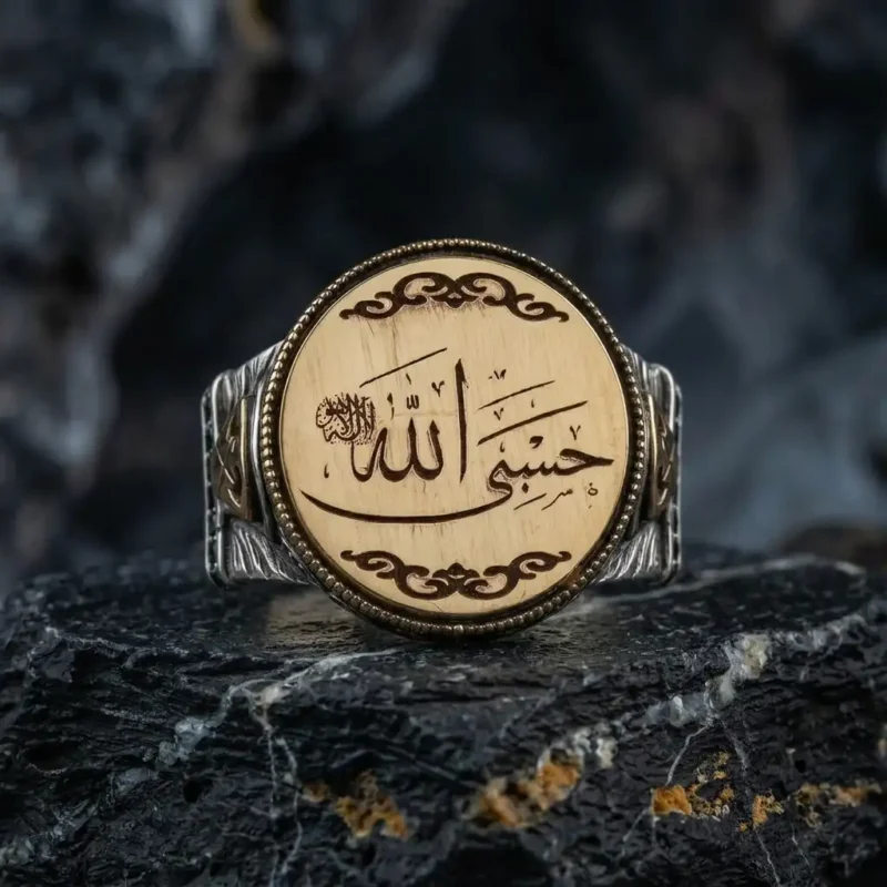 vega (3) Otantik Hasbinallah Gümüş Yüzük Modeli