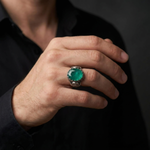 yüüzk (1) Paraiba Taşlı Gravürlü Aqua Gümüş Yüzük Modeli