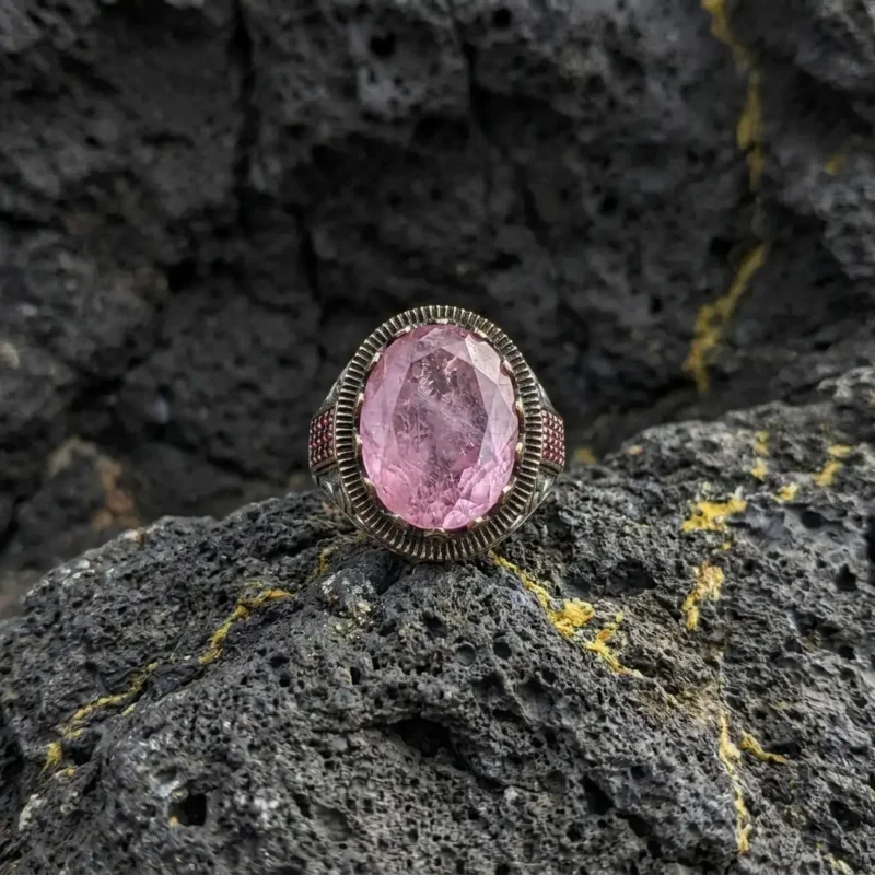 ga1s (3) Pembe Paraiba Taşlı Gümüş Yüzük Modeli